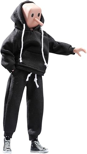 Ropa masculina a escala 112, sudadera con capucha para hombre, pantalones, ropa para figura de acción masculina de 6 pulgadas, muñeca (color negro)