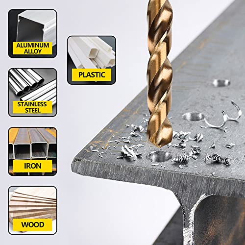 B Bosi Tools BS532519 Cobalt Drill Bits Set 19Pcs Metric M35 Hss 135 Degree Tip Split Point Jobber Length Twist Drill Bit thumb #5