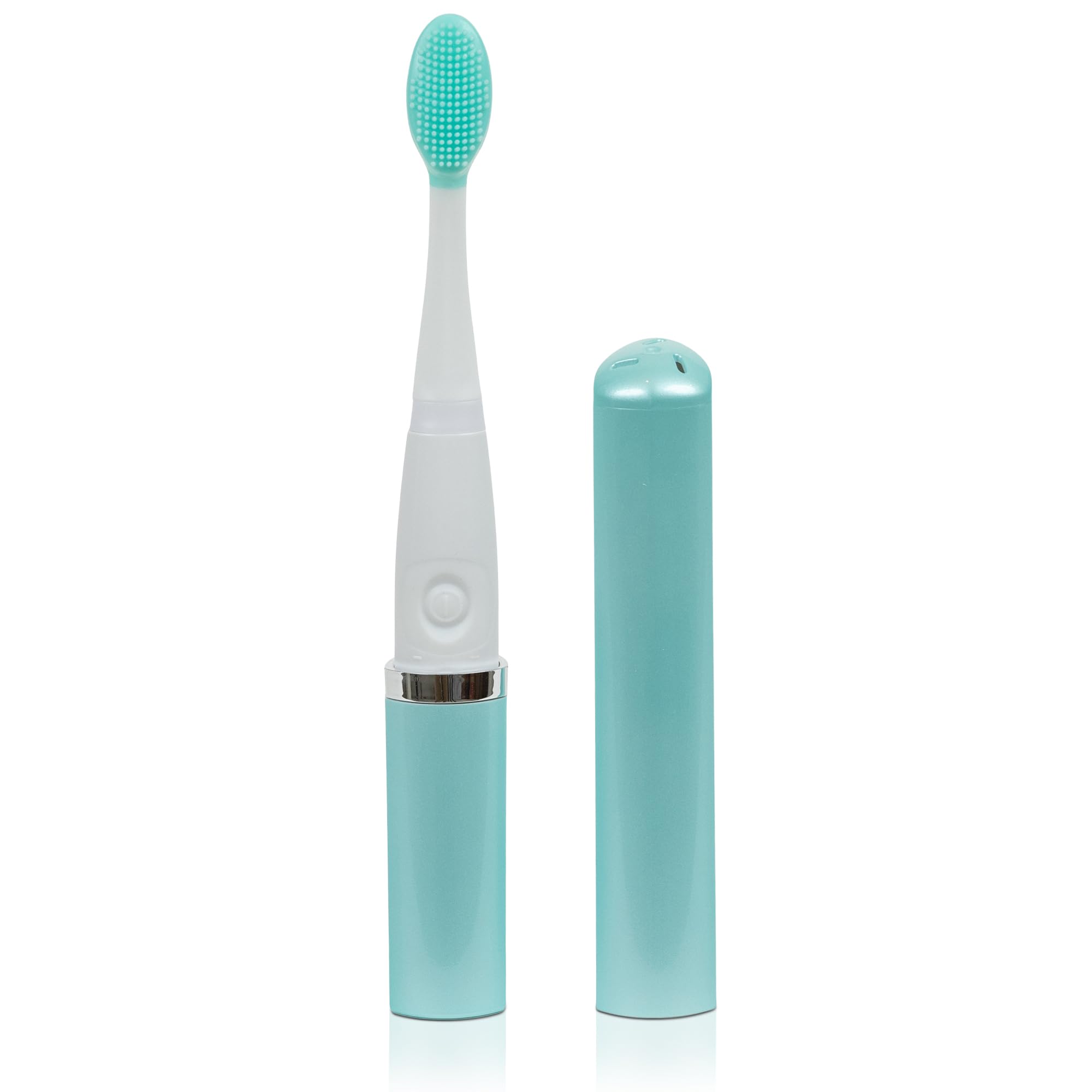Lip Exfoliator w/AAA Battery (Mint) - Silicone Lip Brush for Dry, Chapped, & Chafing Lips - Soft Bristle Lip Brush Exfoliating Tool for Smooth,