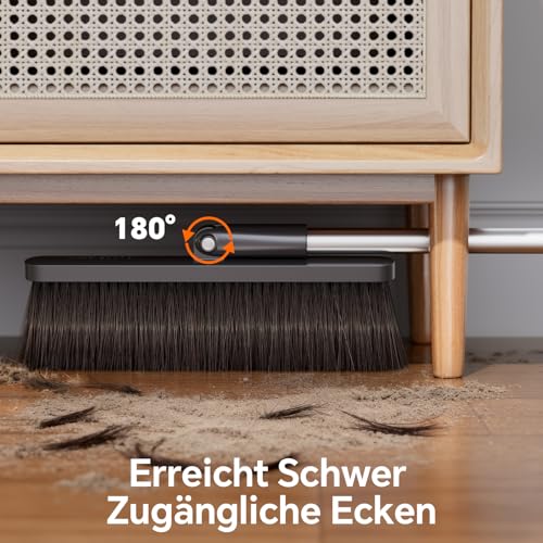 Image of CTIME Broom and Dustpan Set, 51.6 in Adjustable Long Handle with 2 Interchangeable Broom Heads, Standing Broom and Dustpan Set for Office, Kitchen, Lobby, Floor, Garden