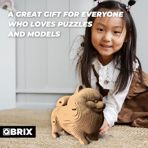 Image of QBRIX Pomeranian 3D Puzzles for Adults, 3D Puzzles for Adults, 3D Model Kit for Teens, DIY Crafts for Home Decor, Original Gift for Boys&Girls 14+, Cardboard Model Building Kit