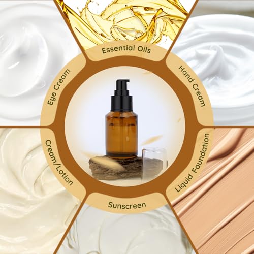 Image of Segbeauty 2oz Frosted Glass Travel Pump Bottles for Toiletries, 3pcs Refillable Cosmetic Pump Dispensers Empty, 60ml Travel Cream Oil Foundation Bottles, Liquids Serum Containers in Mixed Color
