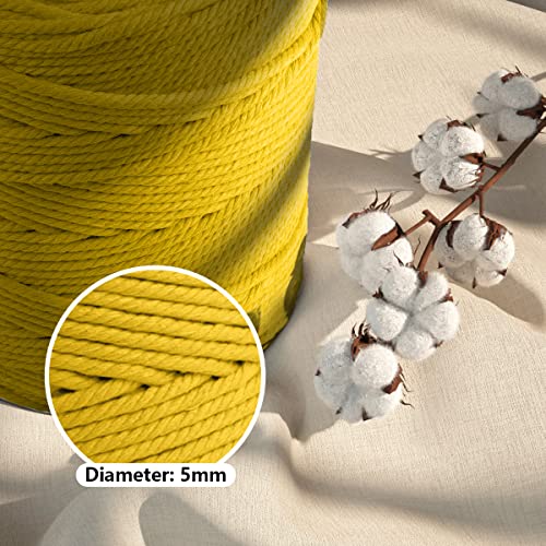 Image of ZUEXT Macrame Cord, Ginger, 5mm x 328yds Cotton String Macrame Yarn | Natural Handmade, 4 Strands Twisted Cotton Rope, for Craft Wall Hanging Weaving Tapestry Dream Catchers Hanger DIY Gift, 300m