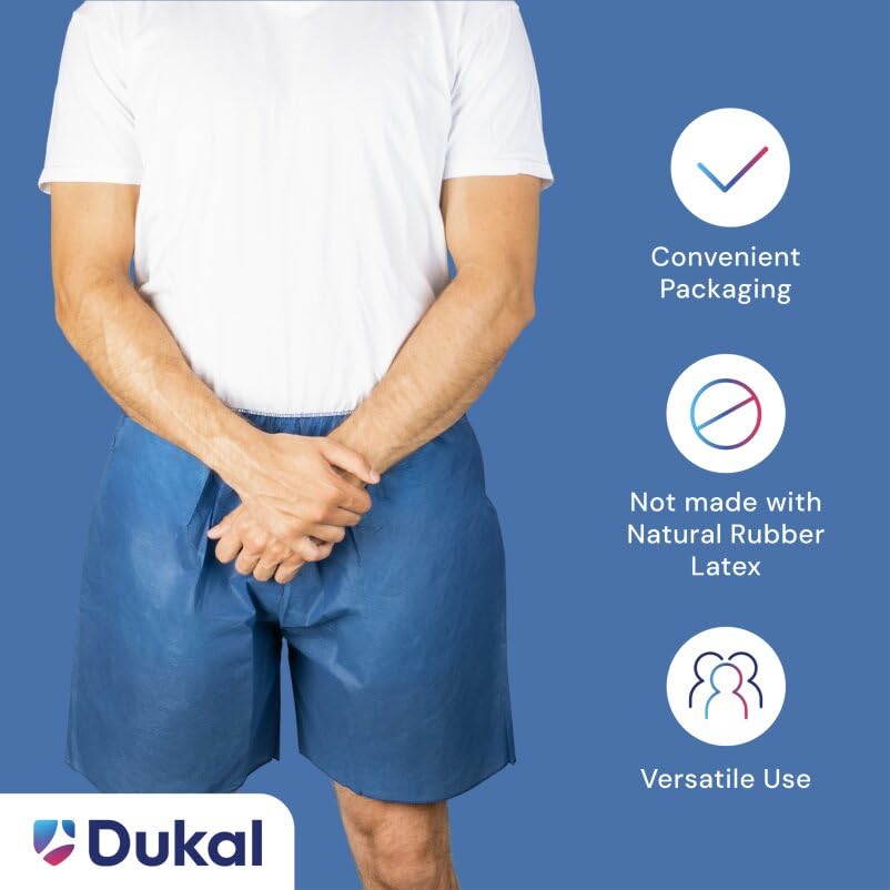 Dukal Patient Exam Wear, Short, Non-Sterile, Unisize, Dark Blue (5 Bags/Case 10 Bag) (Pack of 50)
