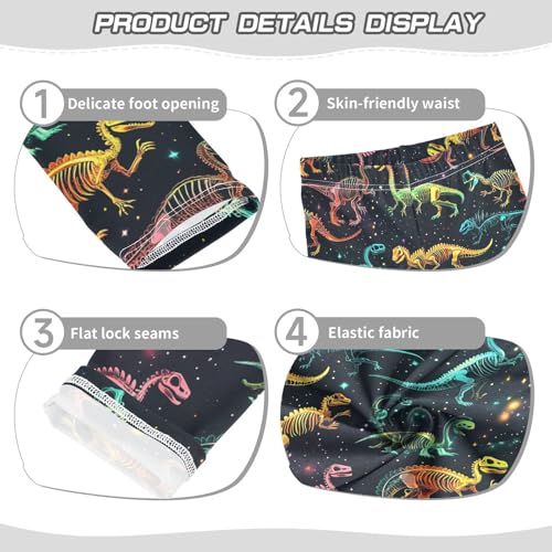 Boccsty Colorful Dinosaur Skeleton Girls Leggings Kids Yoga Pants Dance Active Tights 4T3