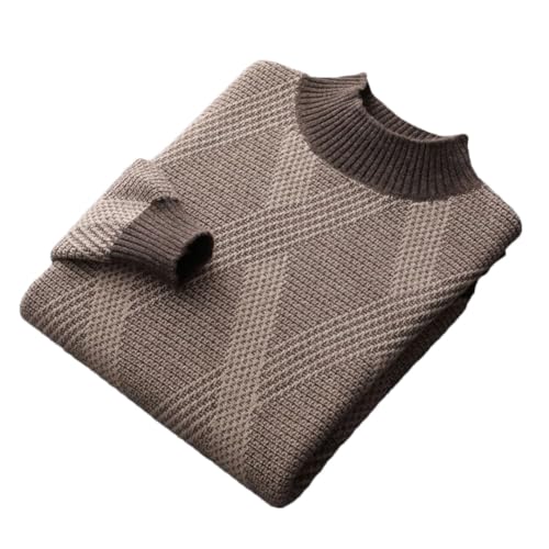Men's Crew Neck Pullover Sweater Business Casual Long Sleeve Knitted Thick Wool Jacquard Stripes Slim Fit Sweater