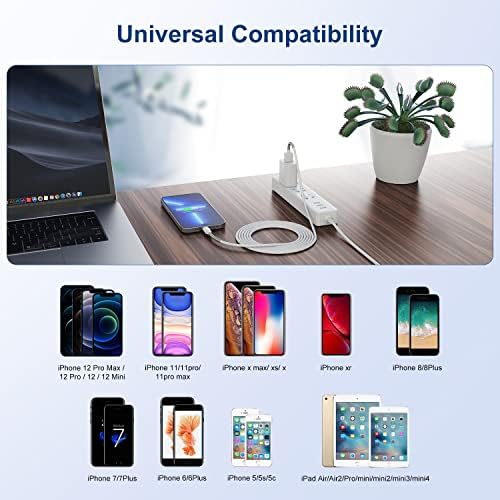 (Pack) Apple iPhone Charger Cable 3M Apple MFi Certified Original USB a to Lightning Cable 10 ft, 2.4A Extra Long iPhone Charging Lead for iPhone 13 11 11Pro X XS XR XS Max 8 7 6 iPad (White)