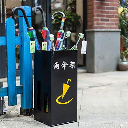 Soporte de almacenamiento de paraguas y bastones en metal negro para puerta delantera