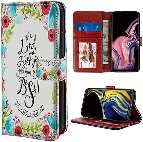 YaoLang Samsung Galaxy Note 8 Wallet Case, Bible Verse Red Floral PU Leather Standable Wallet Phone Case with Card Holder Magnetic Hold for Samsung Galaxy Note 8