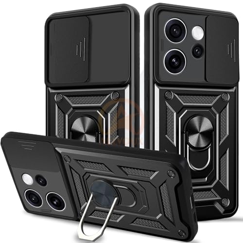 Image of Armor Bumper Back Cover Case for Oppo Reno 15 Pro Mini 5G Rotating Camera Cover, Ring Holder & Kickstand | Heavy Duty & 360 Degree Protection Oppo Reno 15 Pro Mini 5G Back Cover (Black)