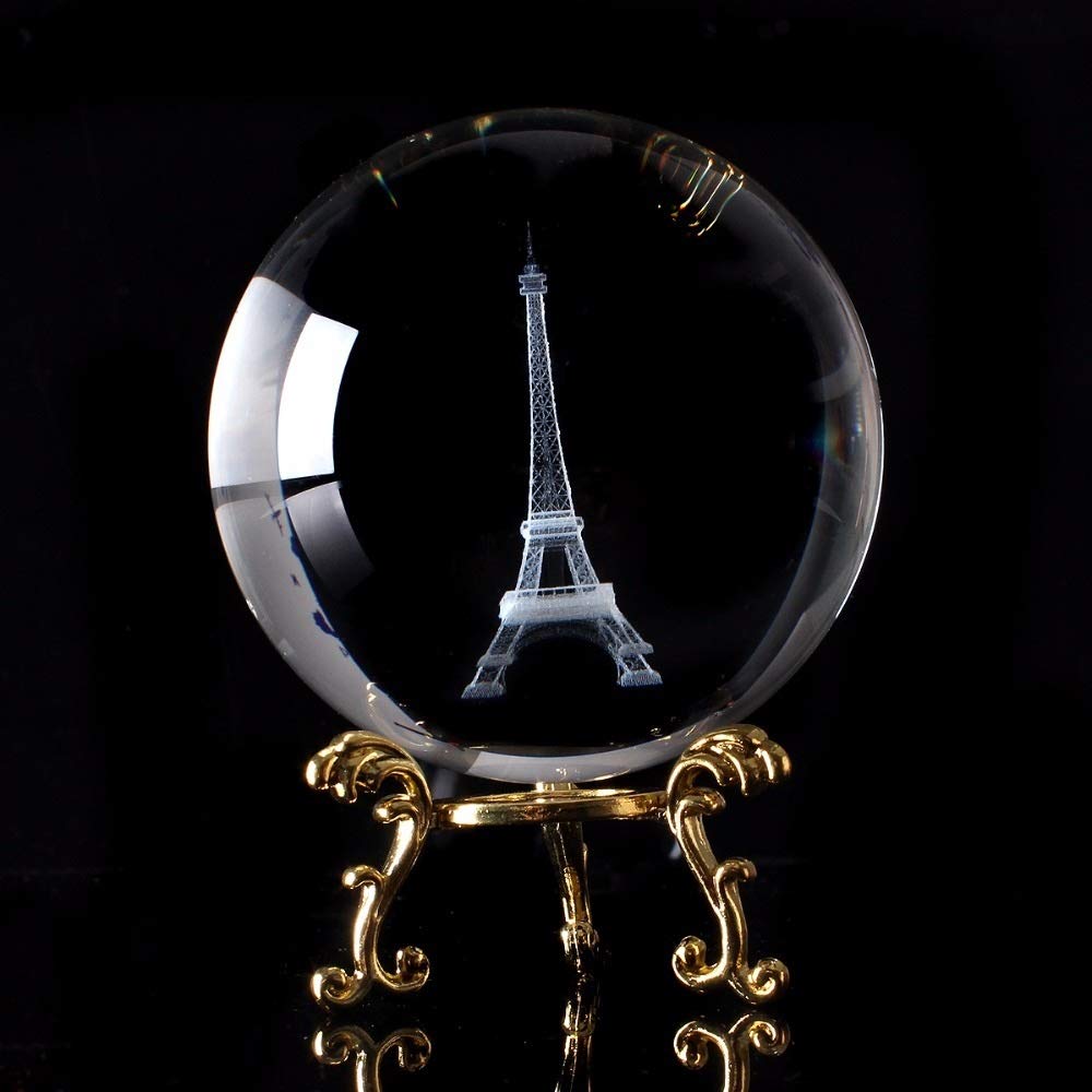 Amazon.co.jp: 占い水晶玉を見つめる 8cm 3Dレーザー彫刻タワーK9