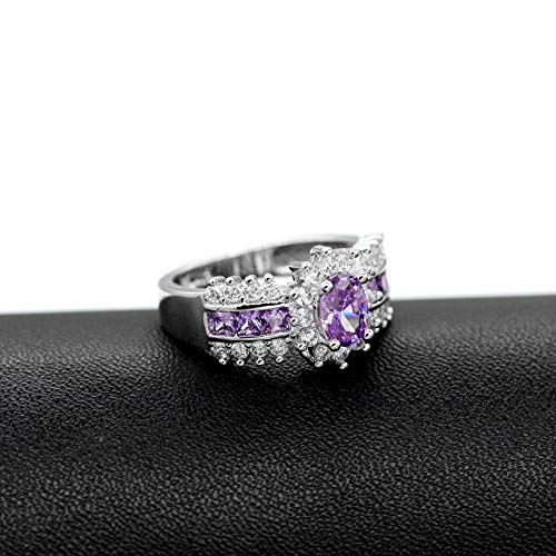 Uloveido Women's Platinum Plated Oval Cut AAA CZ Half Eternity Ring Promise Engagement Band Fashion Wedding Jewelry J5584