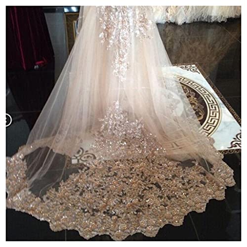 Ts Bridal Veils Sequins， New Luxury Cathedral Veil， Lace Made Long Wedding Veils ，Sequins Wraps (Color : White, Item Length : 500Cm) #TOP3