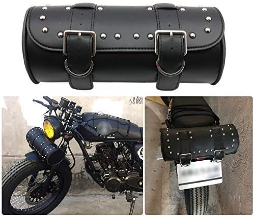 KYN Universal Motorcycle Handlebar Sissy Bar Side SaddleBag Fork Roll Barrel Bag PU Leather Storage Front Rear Tool Bags for Harley Yamaha Honda Kawasaki Suzuki Ducati KTM