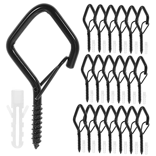 Unomor 20pcs Carbon Steel q Type Hooks Heavy Duty Outdoor Hanging Hooks for Lights Ceiling Patio Deck Windproof Safety Buckle