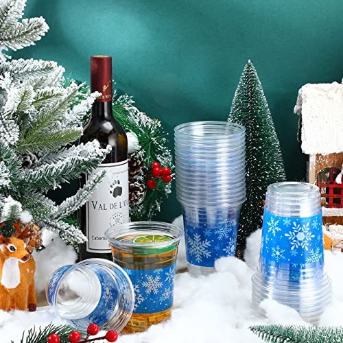Meanplan 30 Pcs Christmas Cups 16 Oz Disposable Plastic Cups Sweater/Snowflake Christmas Cups For Christmas Party Favors Decoration (Snowflake) #TOP2
