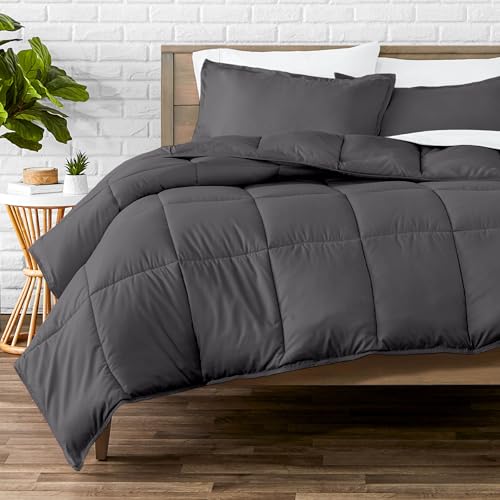 Bare Home Queen Comforter Set, Reversible, All Season, Grey
