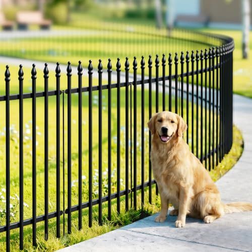 Thealyn 42" H x 12.5Ft Metal Garden Fence, Animal Barrier, 5 Panels