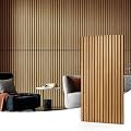 Art3d 4 Pack 47.2 x 23.6in. Wood Slat Acoustic Panels for Wall and Ceiling - 3D Fluted Sound Absorbing Panel with Wood Finish - Teak