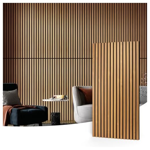 Art3d 2-Pack Acoustic Wood Slat Wall Panels for Interior Decor, 3D Fluted Sound Absorbing Wood Paneling for Accent Wall Ceiling Kitchen Living Room Bedroom Office, 47.2 x 23.6 inch Teak