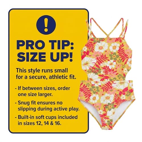 Image of Kanu Surf Girls' Beach Girl Sport Cut-Out One Piece Swimsuit
