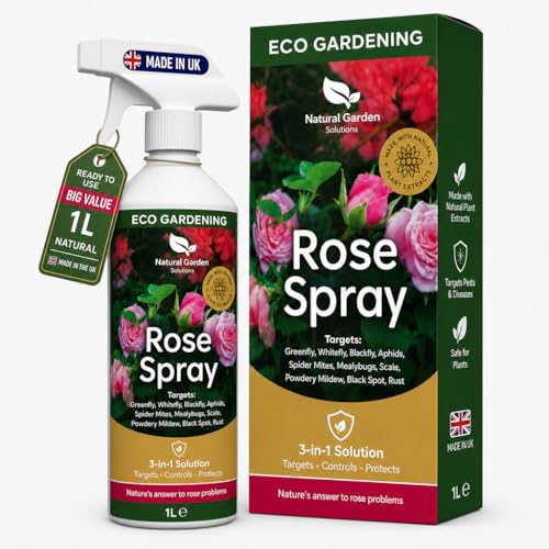 Organic Rose Spray Big Value 1L Black Spot Greenfly Whitefly Blackfly Aphids Scale Powdery Mildew