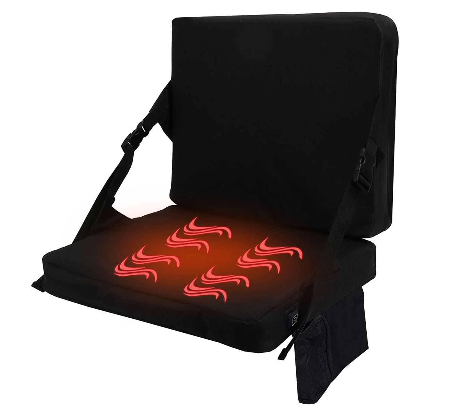 KIMI HOUSE Indoor & Outdoor Heated Folding Chair Cushion, Foldable Portable Stadium Seat for Bleachers,Chair Cushion for Sports Events, Outing, Travelling,Hiking, Fishing