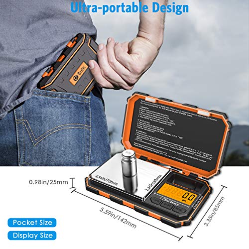 AMIR Digital Pocket Scale, Gram Scale 200g/0.01g, 6 Units Conversion Smart Scale with Calibration and Tare Function, LCD Display, for Food, Coffee, Jewelry, Medicine, Herb