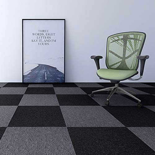 Grey Carpet Tiles Square 50 x 50cm, Pack of 28 Carpet Floor Tiles 7m2