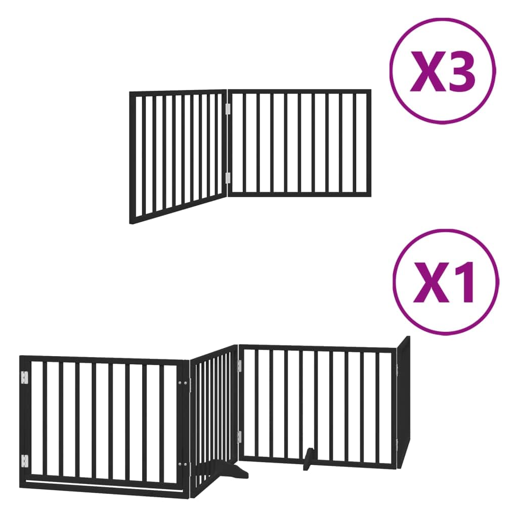 Homgoday Puerta de Perros Plegable 10 Paneles Madera álamo Negra 800 cm Barrera de Seguridad para Mascotas para Mascotas Pequeña Barrera de Seguridad para Escalera Pasillo