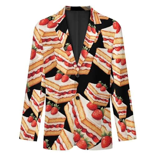 Strawberry Cake Men's Slim Suit Long-Sleeve Prom Tuxedo Classic Two Button Business Jacket4