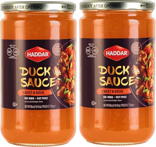 Haddar Sweet & Sour Duck Sauce, 28 oz (2 Pack) | Authentic Asian Style | No MSG | Perfect for Egg Rolls, Spring Rolls, Wontons, Chicken, Fish & Stir Fry | Kosher (including Passover)
