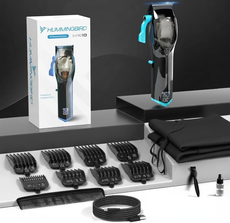 Miniatura 6 de HUMMINGBIRD MK10 Pro Series - Cortadora de pelo con motor sin escobillas de 9,000 RPM, cuchilla DLC, recargable USB-C, súper par, cortadora de