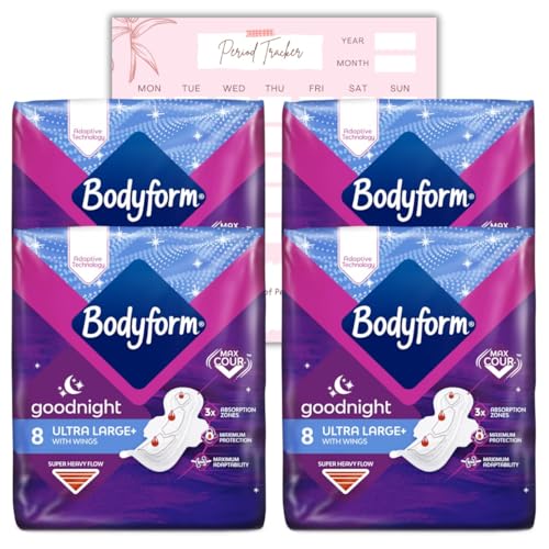 Bodyform Cour-V Ultra Night Sanitary Towels Wings 10597, 8'S (Pack of 4)