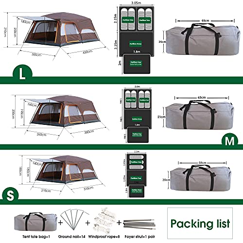Carpa Domo con Doble Capa y 2 Habitaciones para Camping miniatura 7