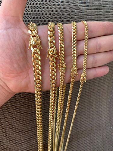 Harlembling Miami Cuban Link Chain Or Bracelet - 14K Gold Plated Real Solid 925 Silver Necklace - Box Lock Cuban Link 4-10.5Mm - Italy (8.5, 6Mm Wide) #TOP2
