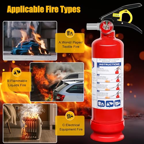 2 Pack ABC Dry Chemical Fire Extinguishers with Mount, 2.5 lb 1A:10B:C Rating for Home, Vehicle, Boat, Quick Release Handle, Compact & Portable Dry Powder Extinguisher - Image 4