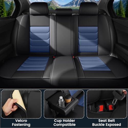 Image of Car Seat Covers Custom Fit Kia Telluride 2020-2026, Waterproof Nappa Leather Car Seat Protector, Breathable Car Seat Cushion, Seat Covers for Car(5 Seats Standard /Black&Blue)