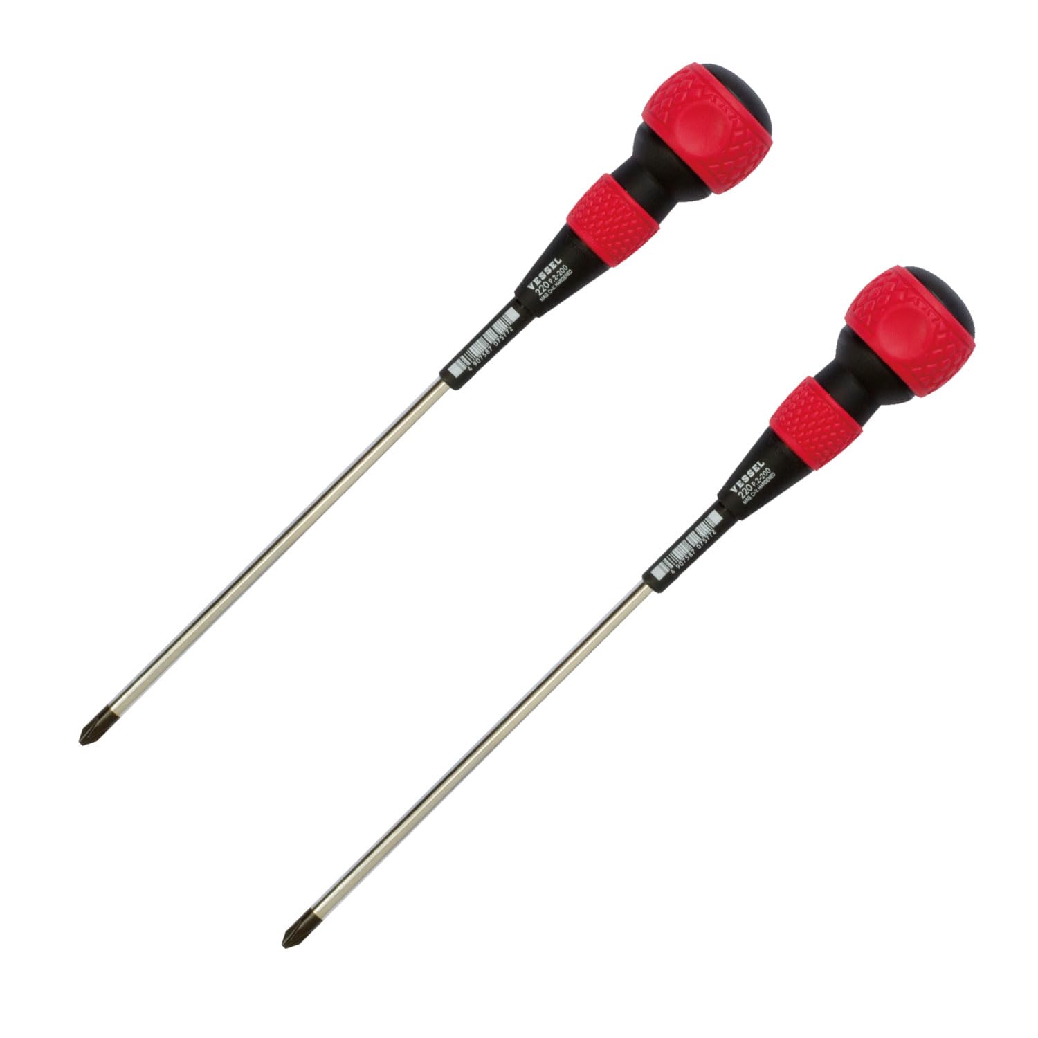 Vessel Ball Grip Screwdriver Set of 2 Phillips +2x200 No.220 11.8in Long