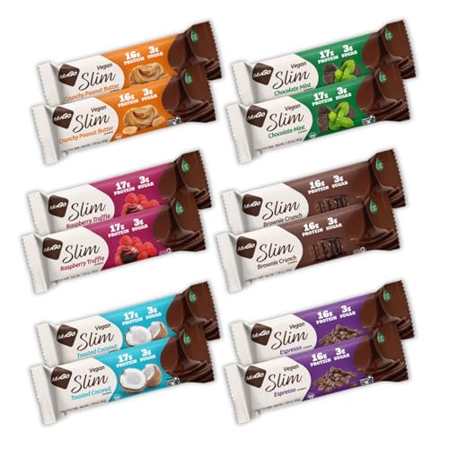 NuGo Slim 12ct Variety 16-17g Protein 3g Sugar High Fiber Low Net Carb Keto Friendly Gluten Free