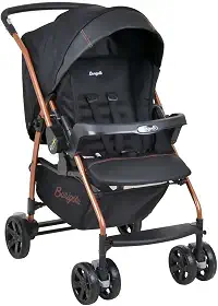 Burigotto Carrinho de Bebê com Bebê Conforto Rio K, Preto e Cobre