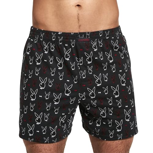 cornette Calzoncillos tipo bóxer para hombre, uso diario, clásico, estampado, regalo clásico 001/94, negro, S, Negro , S