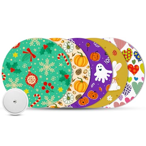 Libre 2 Sensor Covers Waterproof,10 Pack Breathable & Flexible Full Covers for Libre 2 & Lingo,Hypoallergenic & Latex-Free Patches for Long Stay Protection,Festival Print
