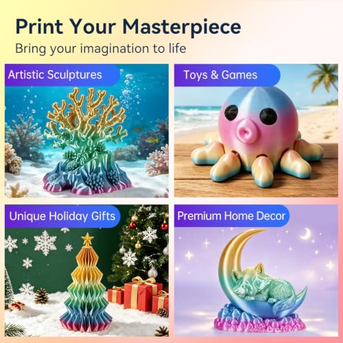 Image of kingroon Rainbow PLA Filament 1.75mm, 1kg Spool (2.2lbs), Fast Color Change Pastel Silk PLA 3D Printer Filament, Dreamy Multicolor Filament + /- 0.02mm, Fit Most 3D Printers(Rainbow)