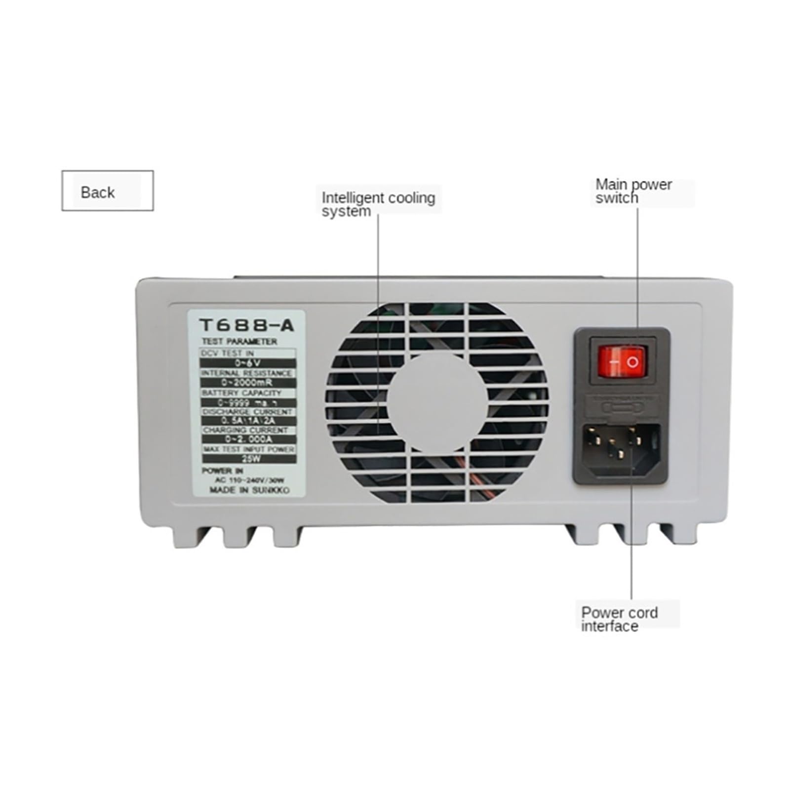Tester per batterie, T-688A Analizzatore digitale capacità batteria | Offre resistenza interna, analisi della capacità; ideale per batterie di auto, camion e moto.