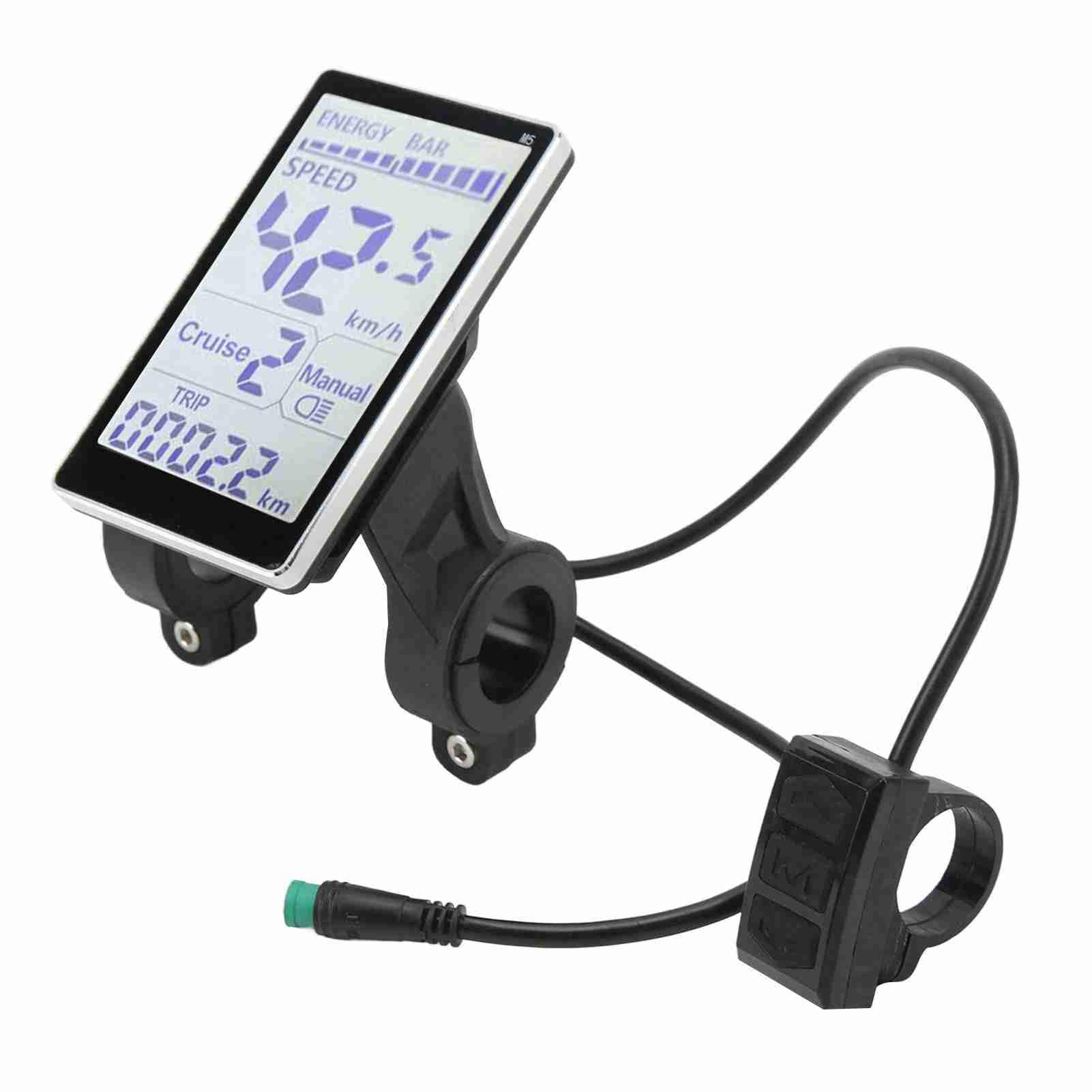 Compteur De Vitesse Universel pour Vélo et Scooter électrique, 5 Broches 24V-60V, Écran LCD M5, Adaptateur pour Guidons 31,8mm et 22,2mm