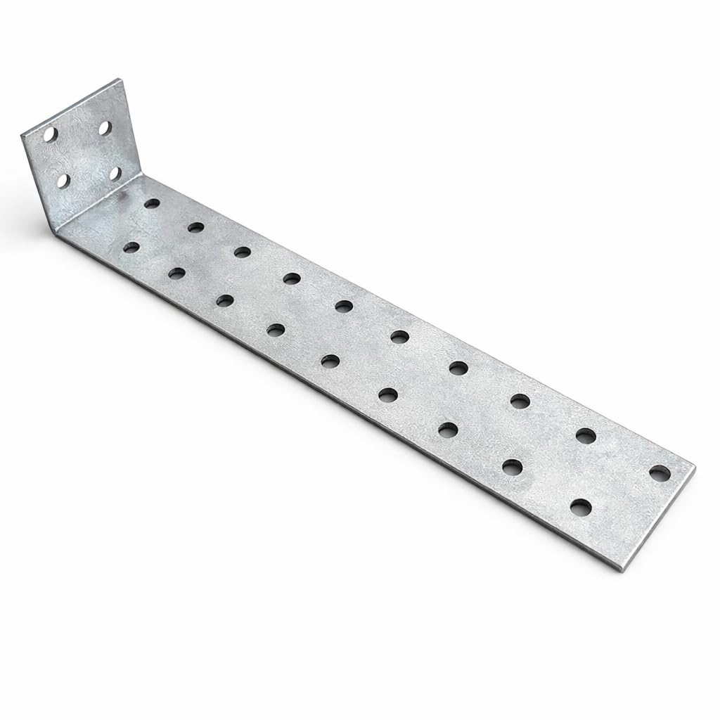 200mm x 40mm x 40mm (Pack of 2) KK1 Galvanised Perforated Angle Plate Bracket Connector for Wood 2mm Thick Steel Corner Bracket Metal L-Shape Plate Heavy Duty - K09A