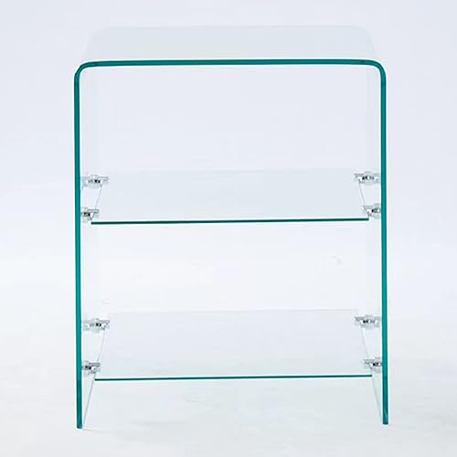 Miniatura 7 de Mesita de noche de cristal, modernas mesas auxiliares pequeñas en forma de n para sala de estar, mesas de tres capas de vidrio transparente, mesita