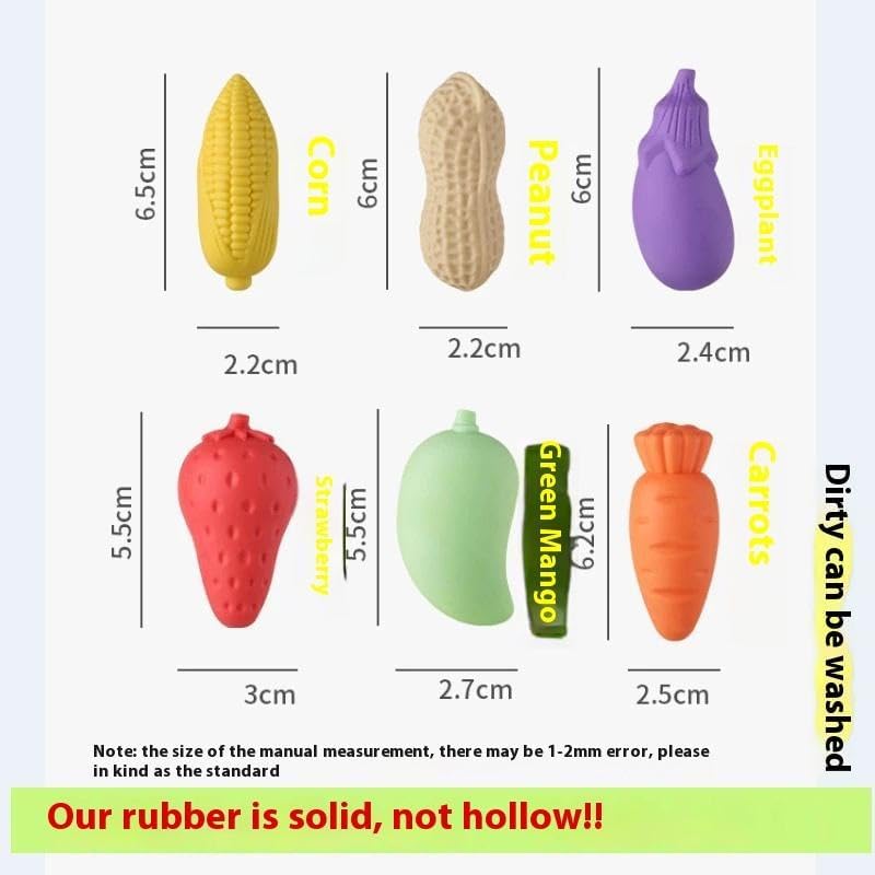Creative Fruit Shaped Eraser for Students, Vegetable Food Eraser for Students, Essential Stationery for School (Penut, Mango, Strawberry) (Penut,Mango,Strawberry)