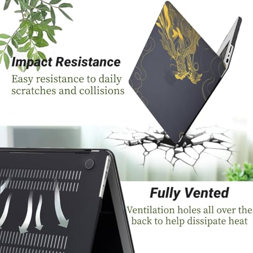 Carcasa MacBook Pro 13 A1278 de alta resistencia estilo dragón de oro con protector teclado 5